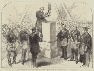リー卿、バーミンガムの女王病院拡張のための土台を築く 作： Sir John Charles Robinson